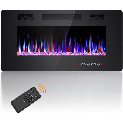 36 Inch Electric Fireplace Inserts, in-Wall Recessed & Wall Mounted,Remote&Timer