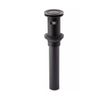 Extended Press Type Pop Up Bathroom Drain - Overflow Hole - Matte Black