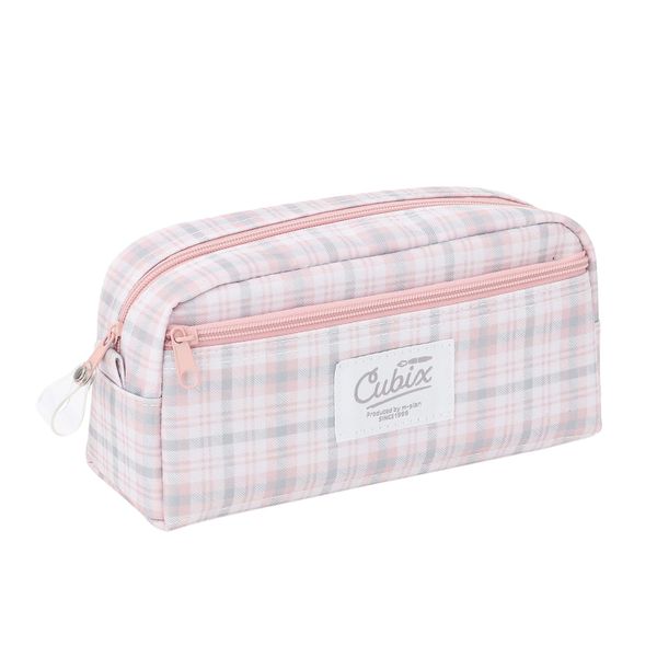 M-Plan Cubix Makeup Case, Checkered, Pink/Beige