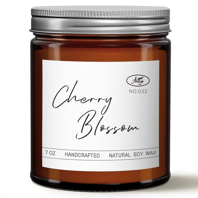 Cherry Blossom Scented Candles, Organic Soy Candle for Home Scented, Hand-Poured Aromatherapy Candles, Gifts for Women|Men|Families|Friend|Colleague, as Birthday|Holiday|Relaxation Gifts (7oz)