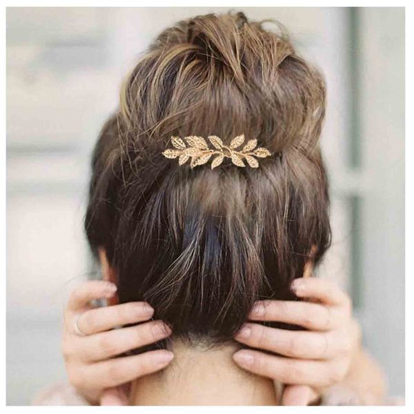 Yheakne Boho Leaf Hair Comb Gold Wedding Comb Metal Bridal Headpieces Bride Side Comb Branch Leaf Hair Piece Wedding Headpieces Bride Hair Accessories for Bride and and Bridesmaids (Gold A)