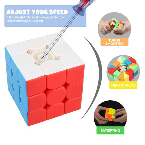 STEAM Life Speed Cube Set 5 Pack Magic Cube | Includes Speed Cubes 3x3, 2x2 Speed Cube, Pyramid Cube, Megaminx Cube Puzzle Cube Bundle for Kids & Adults