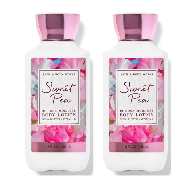 Bath and Body Works 2 Pack Sweet Pea Super Smooth Body Lotion 8 Oz