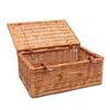 Large Empty Wicker Hamper Leather Stripes 55 cm