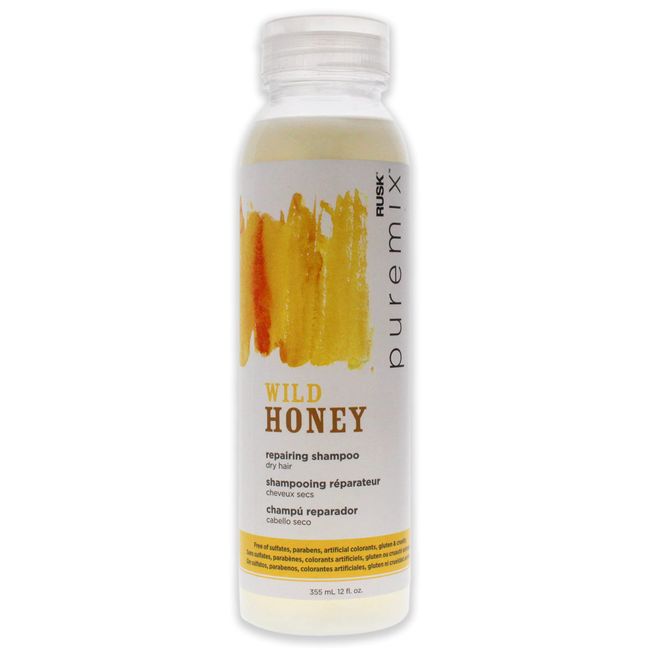 RUSK PUREMIX Wild Honey Repairing Shampoo for Dry Hair, 12 Oz, Formulated with Honey & Natural Antioxidants to Soften, Smooth, and Deeply Moisturize and Repair Frizzy, Fragile, Unruly Hair