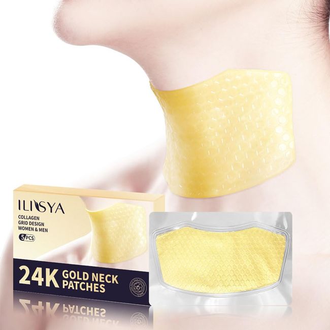 ROUSE Neck Anti-Wrinkle Pads 5pcs-Collagen Gold Neck Patches Firming Nourishing Neck Lift Mask Patch Fine Lines Removal Hydrating