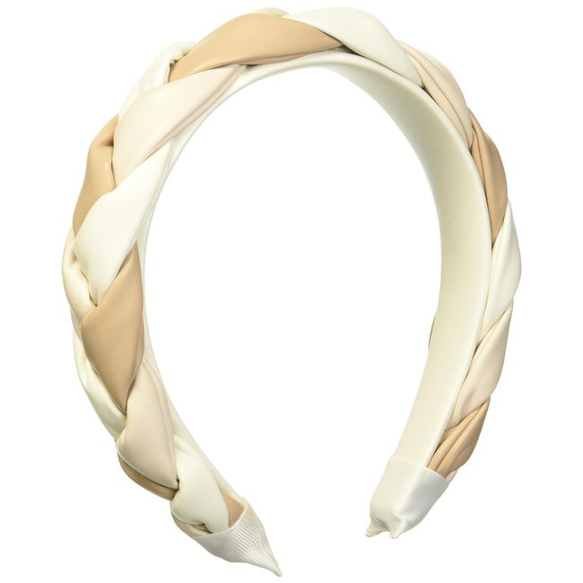 Mud Pie Women's Braided Leather Headband, Cream, One Size