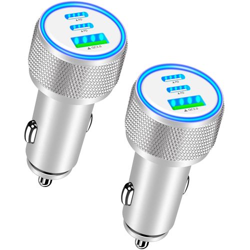 USB C Car Charger, Rombica 2Pack 3-Port 67W Dual USB-C&USB-A Car Power Cigarette Lighter USB Charger 3 in 1 PD/QC Type C Car Charger Fast Charging for iPhone 16 16 Pro 15 14 13 12/Galaxy S24 S23/Pixel