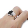 MENS Oval Black Onyx Ring - 925 Sterling Silver - Size T