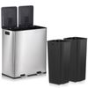 2×8 Gal Dual Trash Can Double Compartment Trash Garbage Can for Kitchen Silver