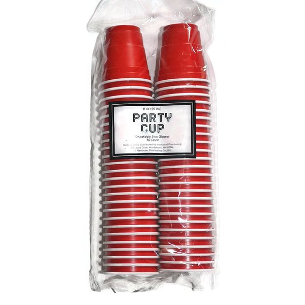 Disposable Red Shot Glasses 2 Oz, 50 Count