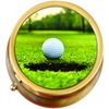Golf Ball and Hole Brass Pill Box