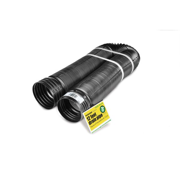 Flex-Drain 51910 Flexible/Expandable Landscaping Drain Pipe, Perforated, 4-Inch by 12-Feet