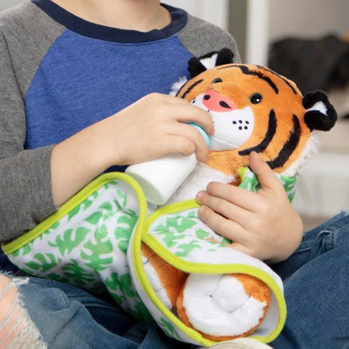 Melissa & Doug 11-Inch Baby Tiger Plush Stuffed Animal with Pacifier, Diaper, Baby Bottle
