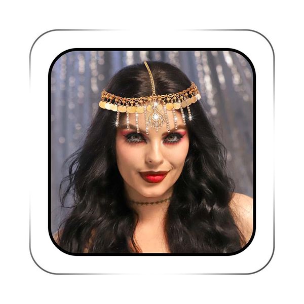 ACEDRE Boho Sequin Head Chain Gold Tassel Forehead Hair Chains Summer Sand Beach Costume Headpiece for Women