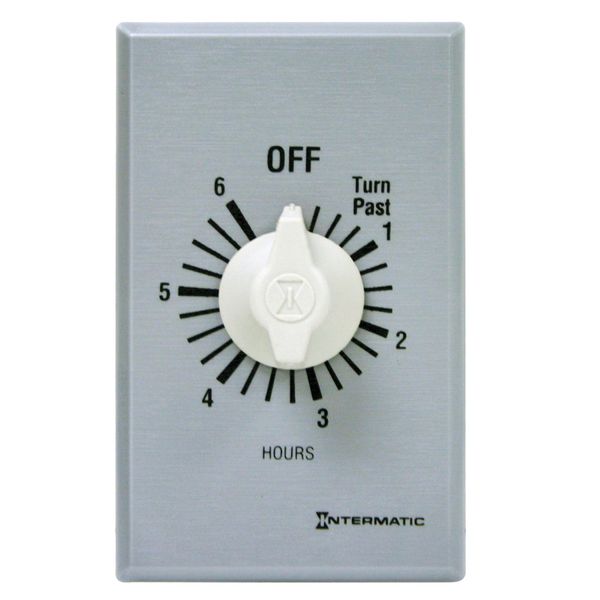 Intermatic FF36H 6-Hour Spring Loaded Wall Timer, Brushed Metal Finish