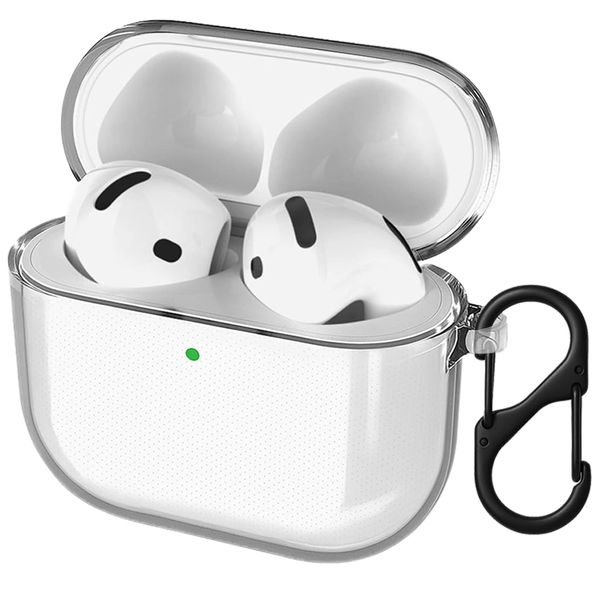 FINON for AirPods 4 Case, Earphone Case, Strap, Stylish, Simple, Clear Case, Anti-Bubble (Dotted Processing - Clear)