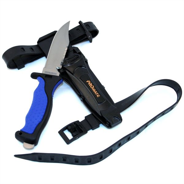 Promate Sharp Tip Titanium Dive Knife - KF593, Blue/Black, Sharp Tip