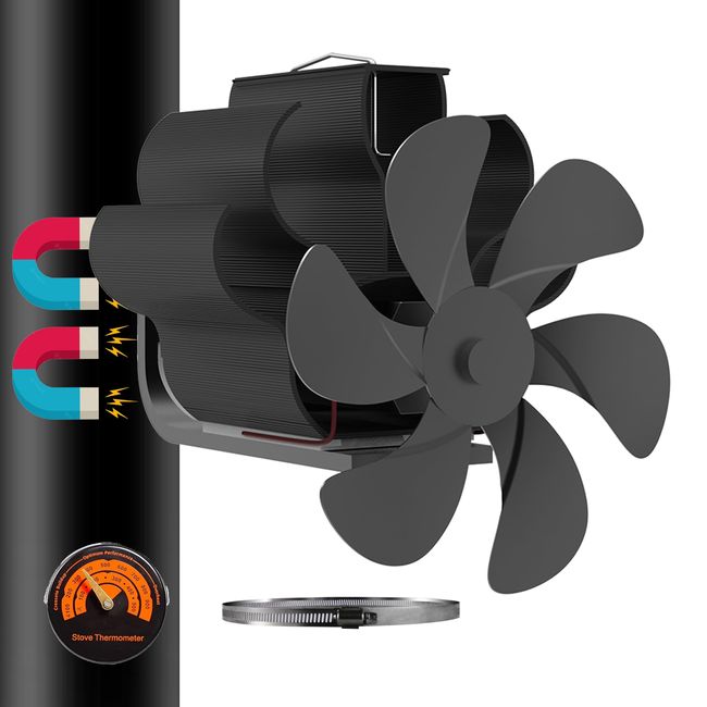 Magnetic Suction Fireplace Fan, Stove Fan, 6 Blade Stove Fan, Eco Fan Echo Drive Fan, Furnace Fan, Fireplace Fan