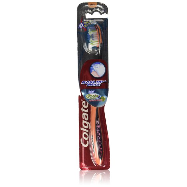 Colgate 360 Total Advanced Floss-Tip Bristle Toothbrush, Full Head Soft