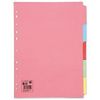 4 Sets x A4 Coloured Subject Dividers 5 Part Multi-punched 932192