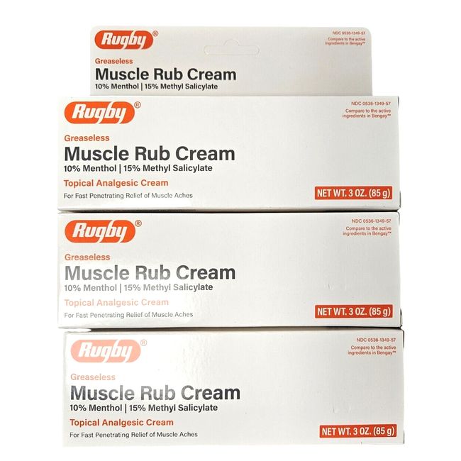 Rugby Muscle Rub Cream 3oz Large Tube ( 3 PACK )  PHARMACY FRESH! __