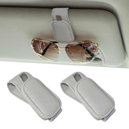 Yuoyar 2 Packs Magnetic Sunglass Holder for Car Visor - Sunglasses Clip for Car Visor Universal Fit for Different Size Eyeglasses - Convenient Interior Car Accessories (Grey)