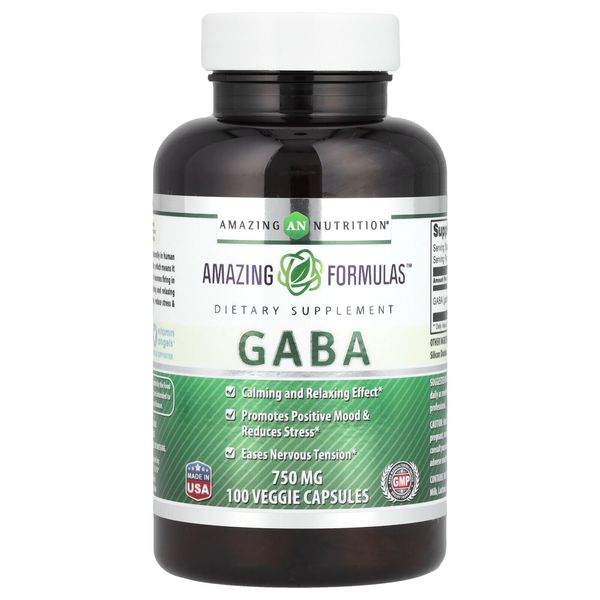 GABA, 750 mg, 100 Veggie Capsules
