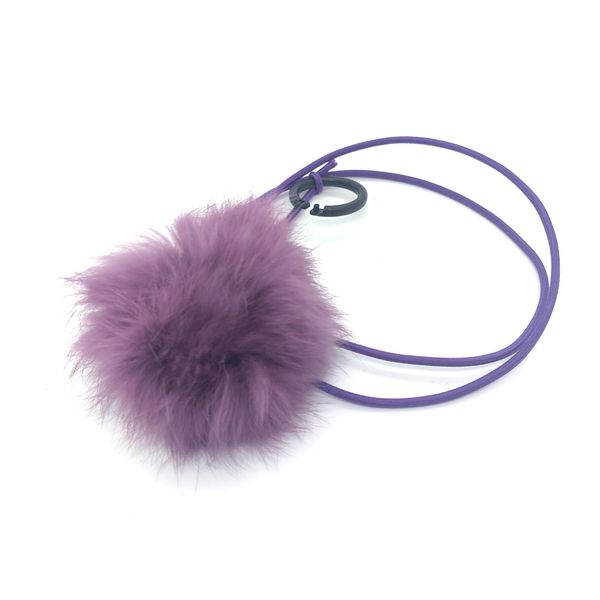 Kats'N Us Bouncy Ball Fur Pom Pom String Cat Toy Purple Color