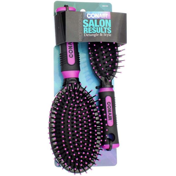 Conair Professional Full and Mid Size Nylon Cushion Detangle Style Brush Set -- 3 per case.