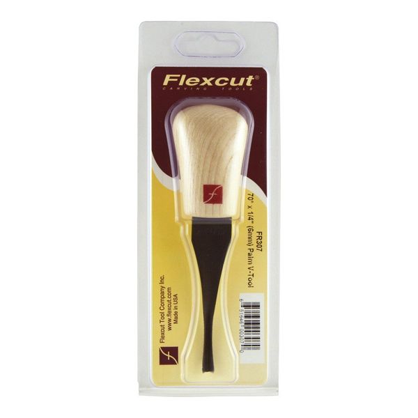 Flexcut Palm V-Tool, High Carbon Steel, Solid Ash Handle, 1/4 Inch, 70 Degrees (FR307)