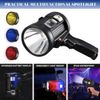 Solar Rechargeable Spotlight Flashlight Handheld Searchlight with Foldable Stand