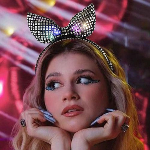 Zoestar Luminous Bow Headband, LED Bow Headbands, Glitter Hair Band, Party Costume Hair Accessories for Women and Girls