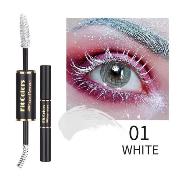 Mascara 5 Colors Waterproof Double Head Mascara Curling Eyelashes Non-Blood White Blue Purple Makeup Cosmetics