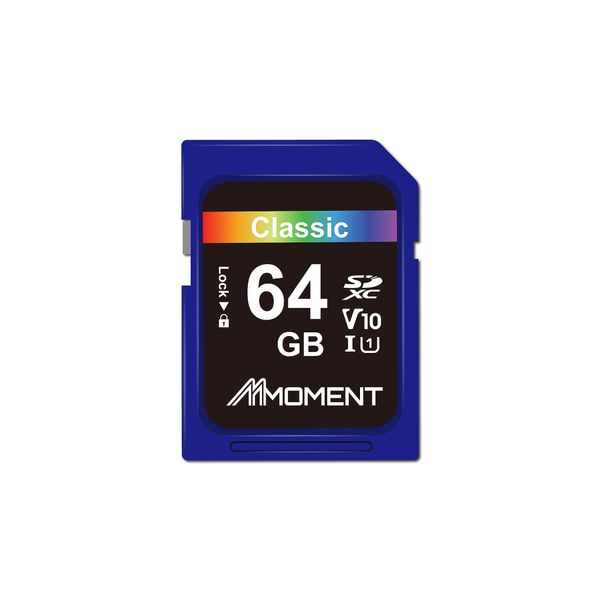 MMOMENT SD Card, 64 GB Memory Card, Full HD Video Recording, Digital Camera, SLR Camera, V10, Class 10, UHS-I, U1 (Up to 95 MB/s Read)