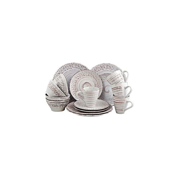 Elama Ocean Breeze 16-Piece Dinnerware Set, Cream
