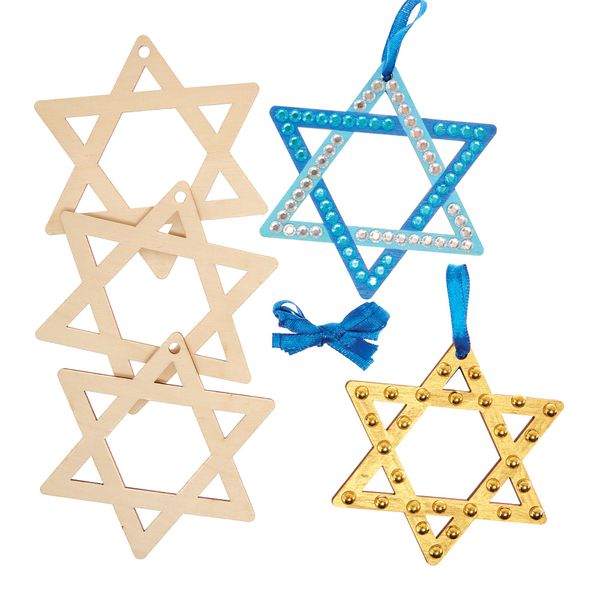 Baker Ross FX940 Star Of David Wooden Decorations - Pack of 10, Religious Education Arts and Crafts Kits for Kids