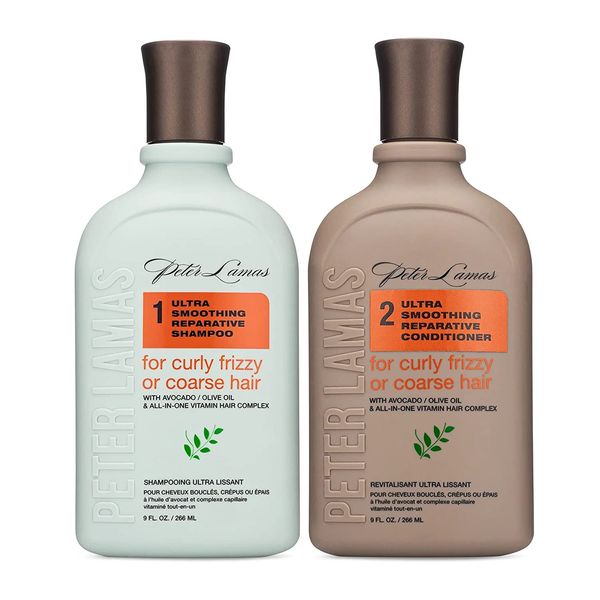 Peter Lamas Avocado & Olive Ultra Smoothing Shampoo and Conditioner | Infused with Avocado and Olive Oil | For Curly, Frizzy or Coarse Hair | Vegan, Paraben and Sulfate-Free