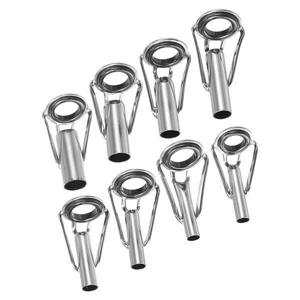 PATIKIL 3-6mm Tube Dia Fishing Rod Tips Repair Kit, 8 Pcs Stainless Steel Ring Guide for Saltwater Freshwater Fishing, Black and Silver