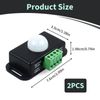 2 Pack 12V/24V PIR Sensor, Motion Sensor Infrared for LED Strips, PIR Timer Controller Dimmer Switch with Motion Detection, Automatic Controller for LED Light Strips, Adjustable Delay Time, Black