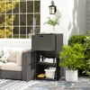 Outdoor Towel Rack for Pool w/ Two Storage Space Towel Rack, Dark Brown