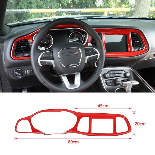Dashboard Panel Cover Trim Central Control Frame for 2015-2020 Challenger Red
