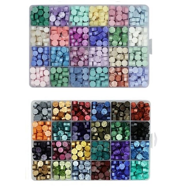 Kandar Sealing Wax Wax Beads, Pastel Colors, 600 Tablets, Set of 2, 600 Grams (Color E) (Color Y)