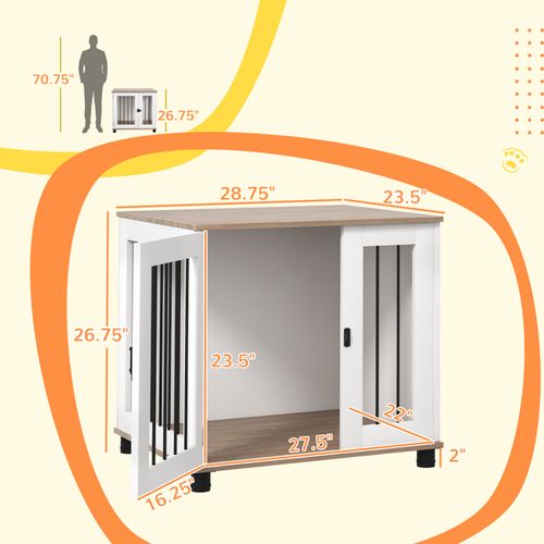 PawHut Dog Crate Furniture Side End Table w/ Door, for Small Medium Dogs