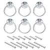 sourcing map 6Pcs Round Ring Pulls, Drawers Knobs Bright Chrome Circle Drawer Handles Single Hole for Dresser Cupboard Wardrobe