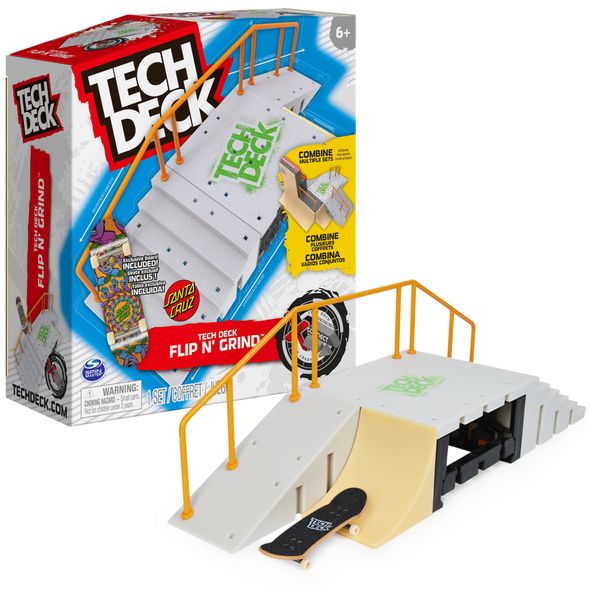 TECH DECK, Flip N’ Grind X-Connect Park Creator, Customizable and Buildable Ramp Set with Exclusive Fingerboard, Kids Toy for Boys and Girls Ages 6 and up