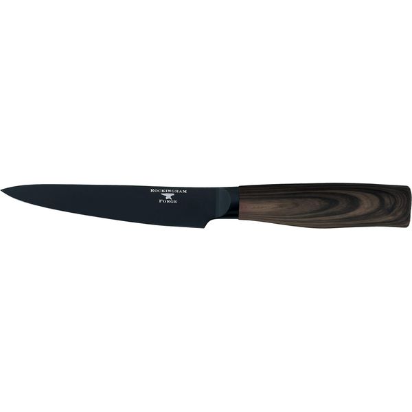 Rockingham Forge Forester Series 5" Utility Knife - Stainless Steel Blade with Black Oxide Coating Ergonomic Wooden Handle Utility Knife Cheat Knife, RF-6181P