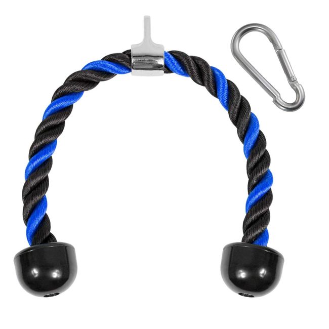 Yes4All Tricep Rope Cable Attachment - Exercise Machine Attachment Pull Down Rope - 27 inch Rope Length - Blue/Black