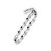 Star Charm Bracelet, Silver-Coloured with Multicoloured Stars, Adjustable Length