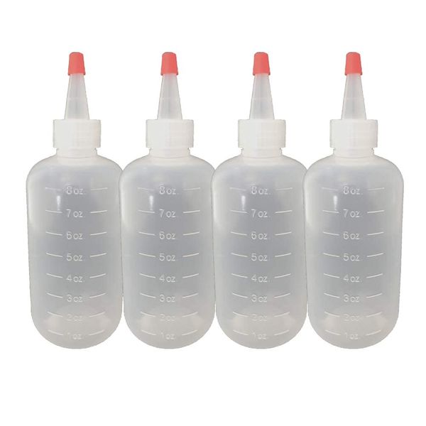 JADEWELL 4 Pack Applicator Bottles with Cap 8oz Oil Bottles for Hair Coloring Dyeing BPA Free